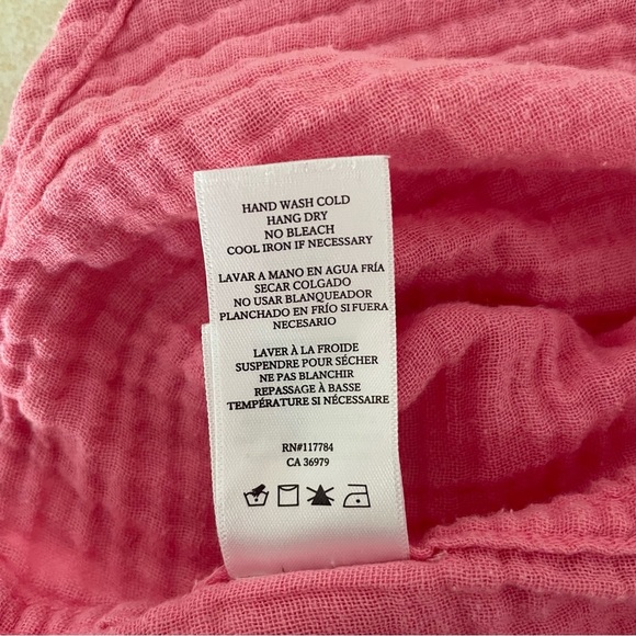 New! Rails Ellis pink button down gauze button down shirt hibiscus 37429 - Picture 6 of 14